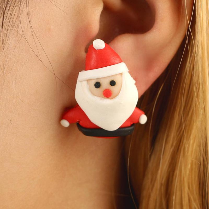 Dangle & Chandelier Cartoon Santa Claus Pattern Stud Earrings Women Jewelry Decor Christmas Gifts