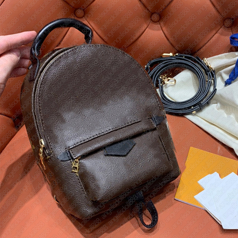 Luxury designer brand women mini backpack Luisvtton classic brown flower letters print Spring backpacks with Series Number Original Box top quality