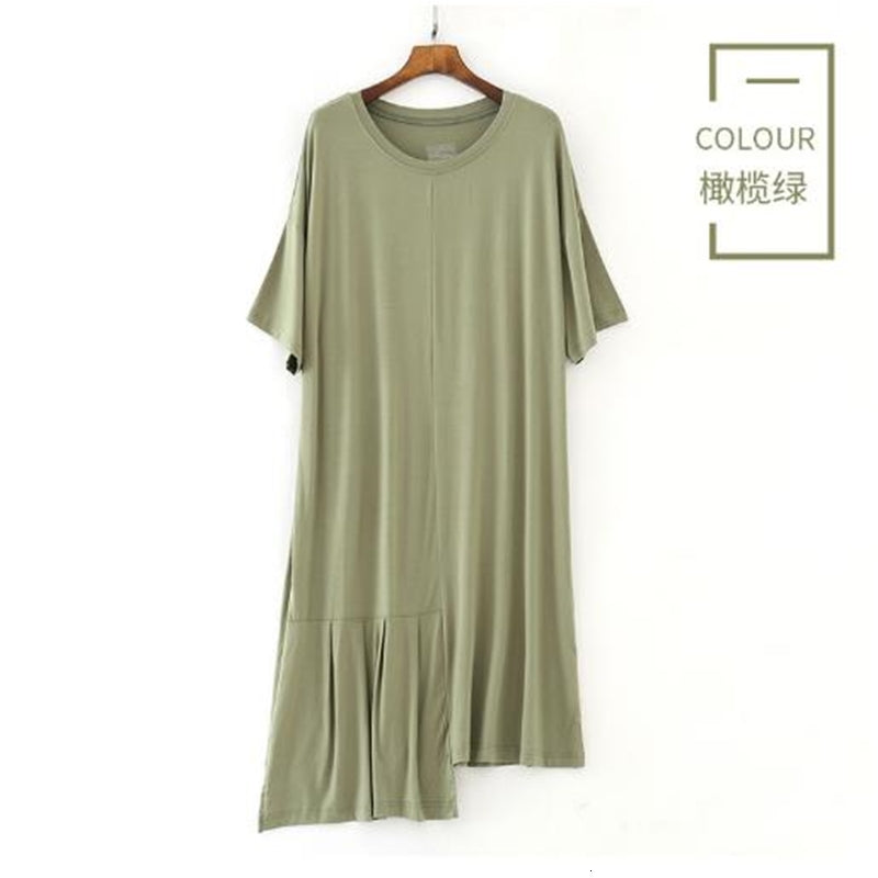 Women&#039;s Sleepwear Fat mm sleepwear dress women modal cotton loose nightdress spring summer night shirt female plus size nightgowns long nightwe