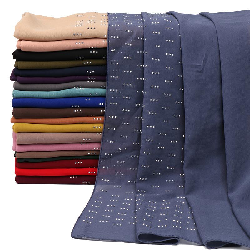 Scarves Bubble Chiffon Diamond Hijab Scarf Shawls Stone Muslim Wrap Headband 25 Color 180*70cm 10PCS-Lot Wholesale