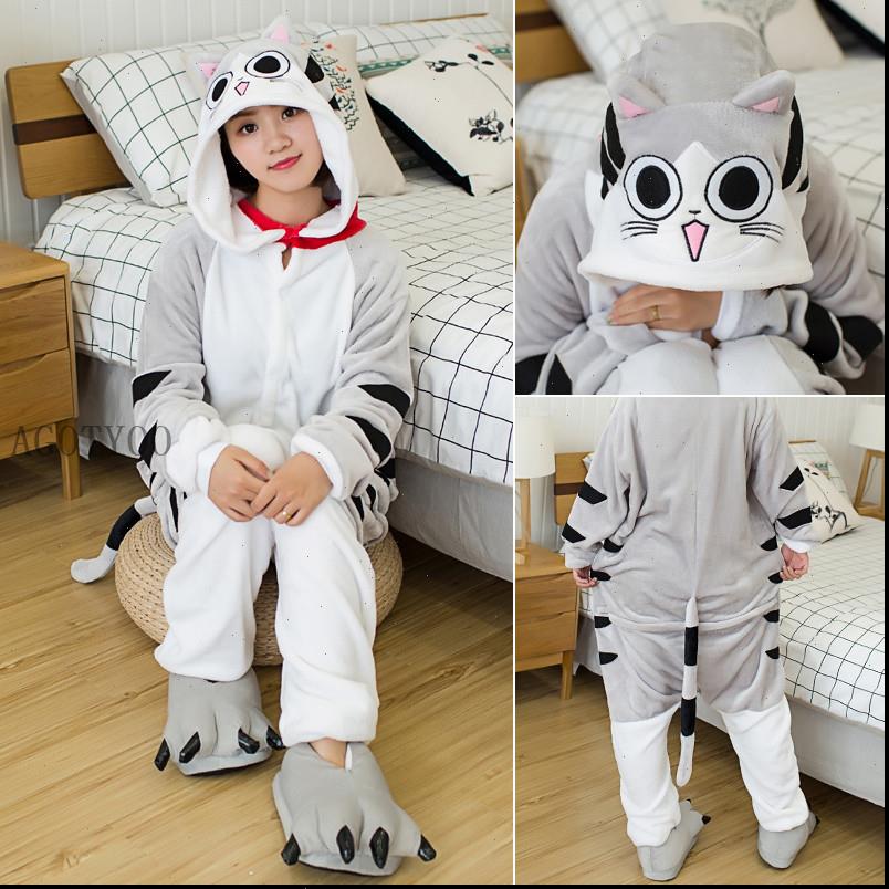 Halloween Unicorn Pajamas Adult Animal Womens Sleepwears Cheese Cat Onesie Men Couple Winter Pyjama Stitch Sleepwear Flannel Pijama