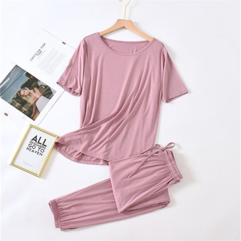 Women&#039;s Sleepwear M-2XL Large Size Pajamas For Women Spring Summer Sleepwear Set Modal Cotton Ladies Pijamas Short Sleeve 2021 Pyjama Femme SNH
