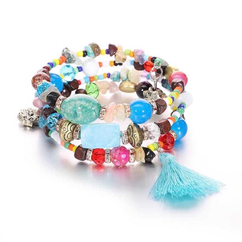 Beaded, Strands Lady Gifts European And American Fashion Jewelry Bohemian Alloy Crystal Beaded Winding Bracelet Women