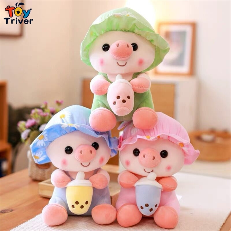 Kawaii Pigs Bubble Boba Milk Tea Snuffles Doll Baby Kids Children Girls Boys Adult Gifts Room decor