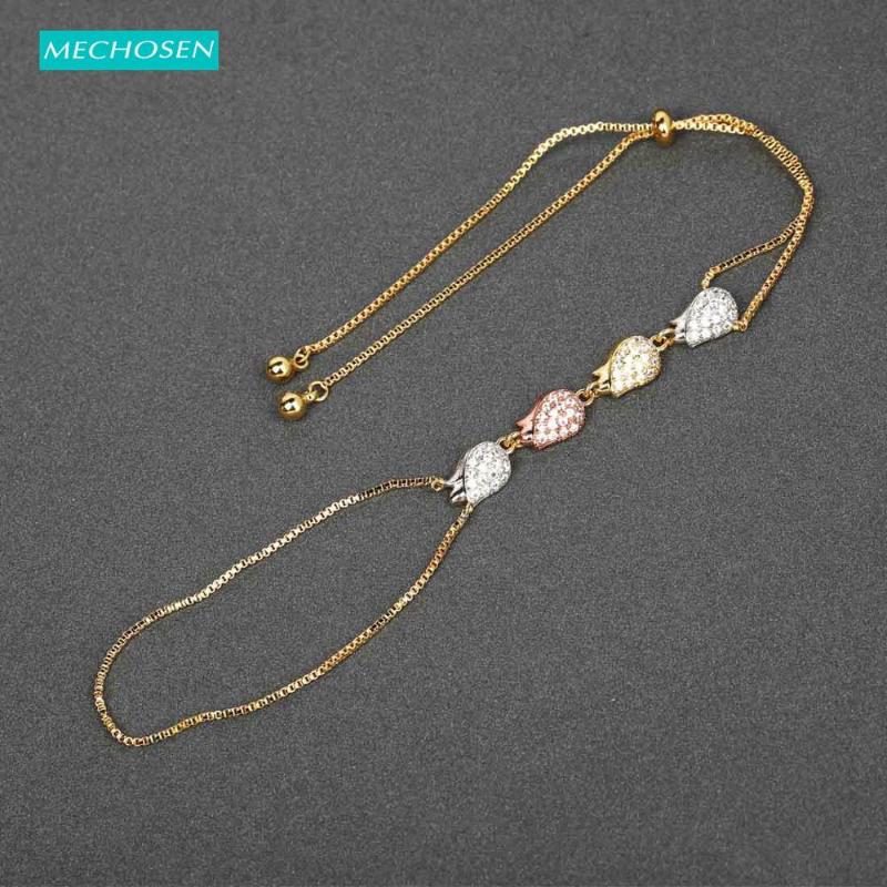 Link, Chain MECHOSEN Delicate Elegant Finger Bracelets Rose Shape CZ Zircon Multicolor Copper Accessories Dubai Style For Women Banquet Gift