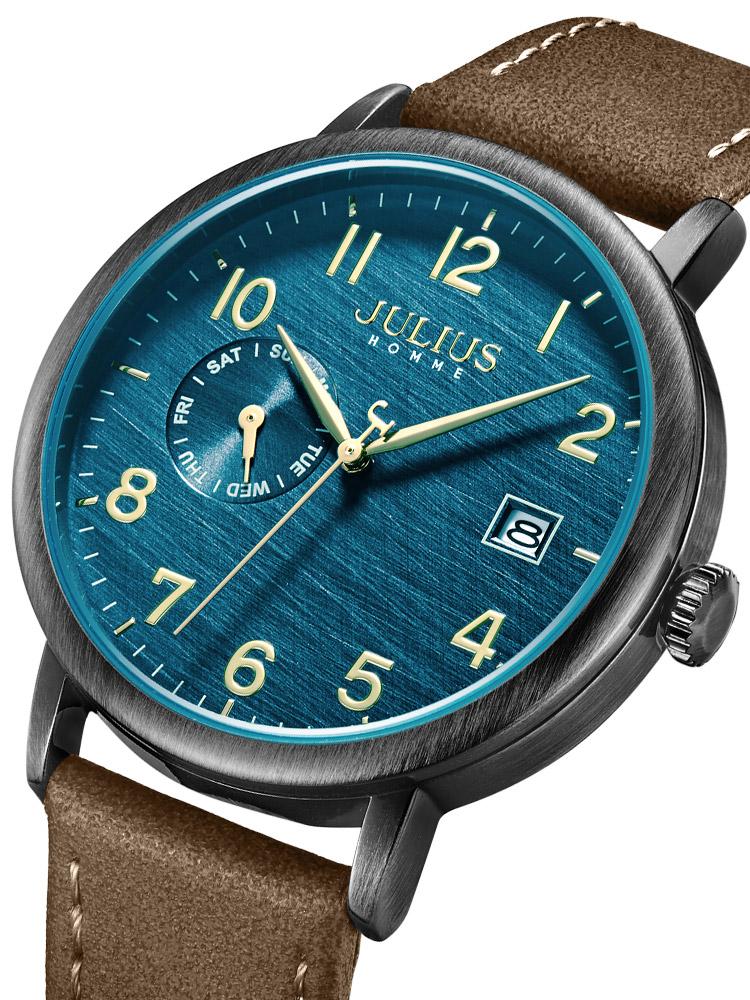 Wristwatches 4 Colors Real Auto Date Week Men&#039;s Watch Japan Quartz Man Hours Fine Fashion Leather Bracelet Boy&#039;s Gift Julius Box