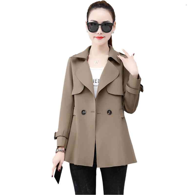 Women&#039;s Trench Coats Spring High-Quality Elegant Coat Women Autumn Double Breasted Short Slim Windbreaker Outerwear Female Tops G