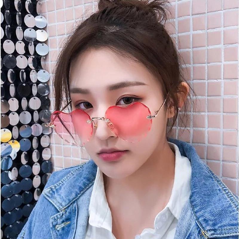 Sunglasses 2021 Candy Love Ladies Fashion Rimless Gradient