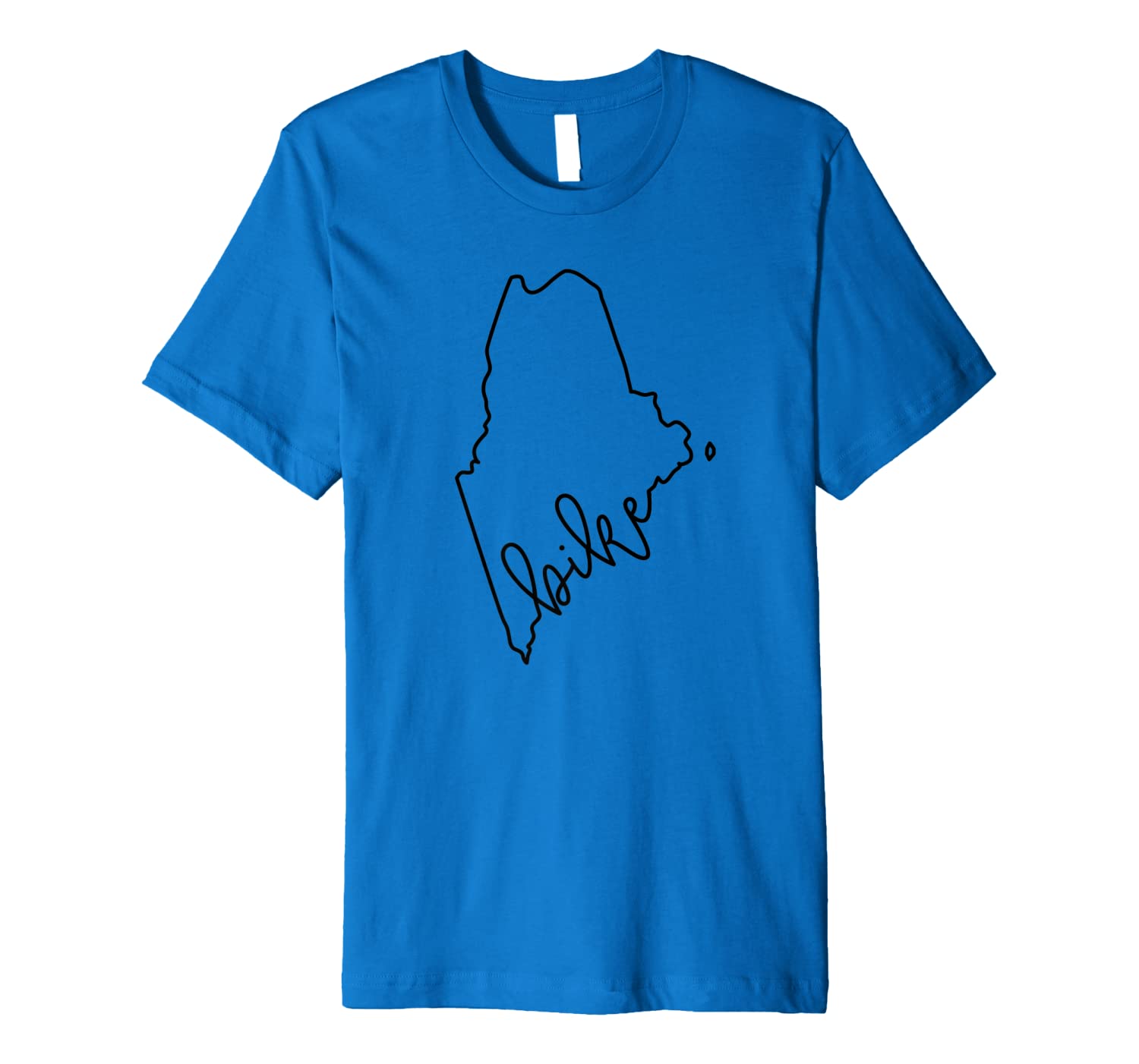 State of Maine Outline with Bike Script ABN063a Premium T-Shirt
