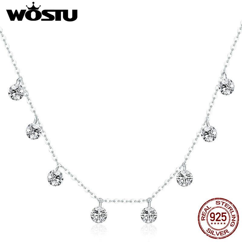 Chokers WOSTU Design 925 Sterling Silver Sparkling CZ Necklace For Women Fashion Jewelry Christmas Gift CQN299