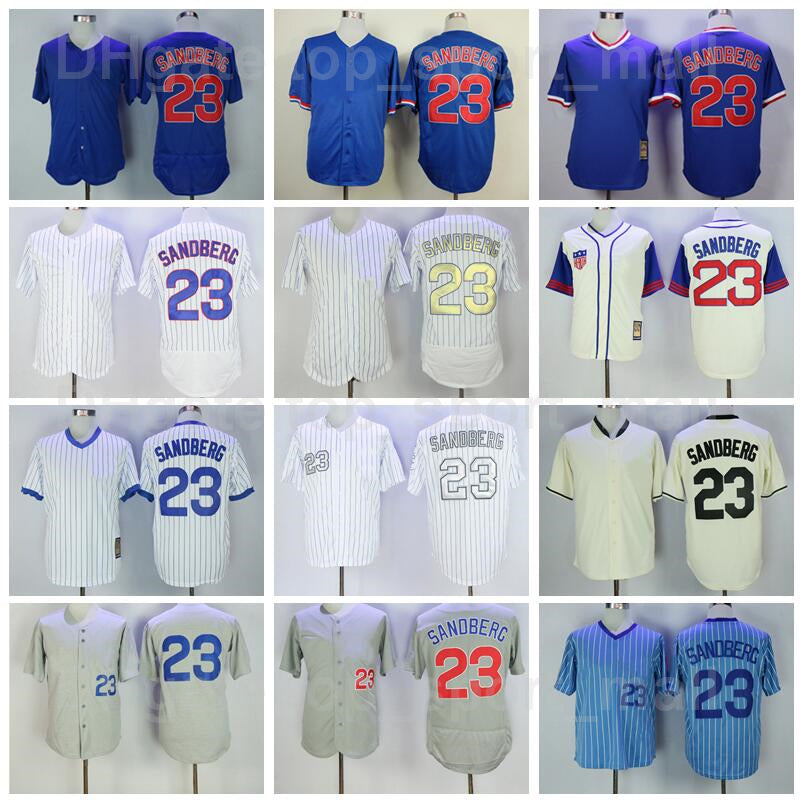 Retro 1909 1942 1969 1984 Vintage Baseball 23 Ryne Sandberg Jersey Flexbase Cool Base Pullover Pinstripe Team Color Retire Cooperstown High Quality