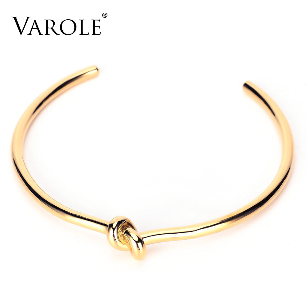 VAROLE Minimalist Knot Choker Necklace For Women Gold Color Necklaces Femme Fashion Jewelry Friends Gifts