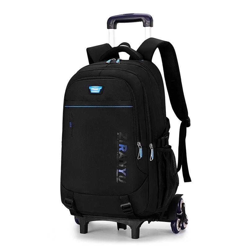 School Bags Six Wheeled Bag Boys Backpack High Capacity Student Books Printing Teenagers Removable Trolley