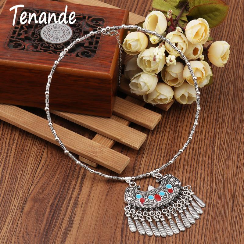 Chokers Tenande Vintage Punk Big Statement Lock Hearts Water Droplets Tassel Necklaces & Pendants For Women Maxi Boho Valentine&#039;s Day