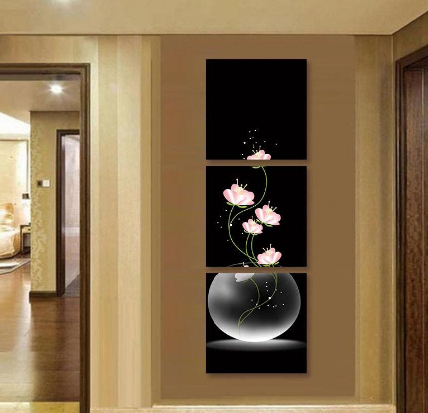 Modern Arts Designed Lotus Flower Vase Canvas Paintings Unframed Decorative Digital Oil Wall Diy Photo Filling Color Living Room Home Decor Decoraci