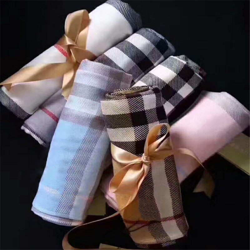 Luxury scarf Soft cotton yarn-dyed classic spring summer scarves for men and women oversize 180*70cm RT8950