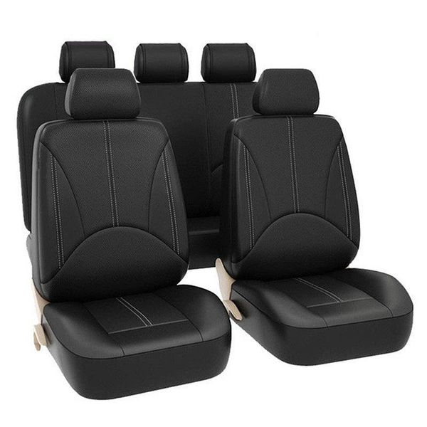 Car Seat Covers 9 PCS Full Set - Premium Faux Leather Automotive Front And Back Protectors For Truck SUV
