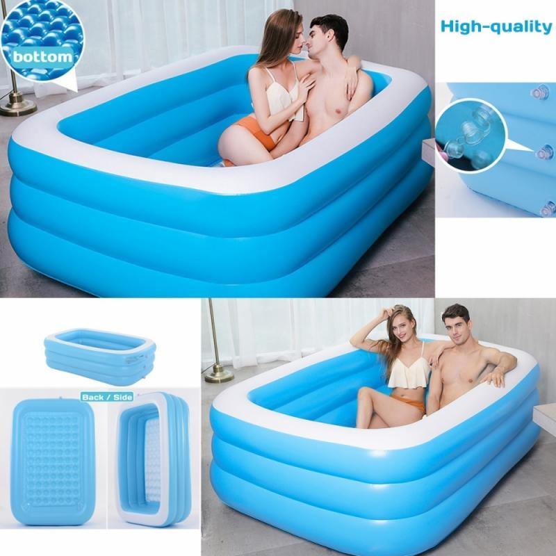 Beach Swimming Pool Accessories Home Use Outdoor Indoor Foldable Thick Rectangle Inflatable Swim Adults Kids Bathing Tub Family Games Water Play