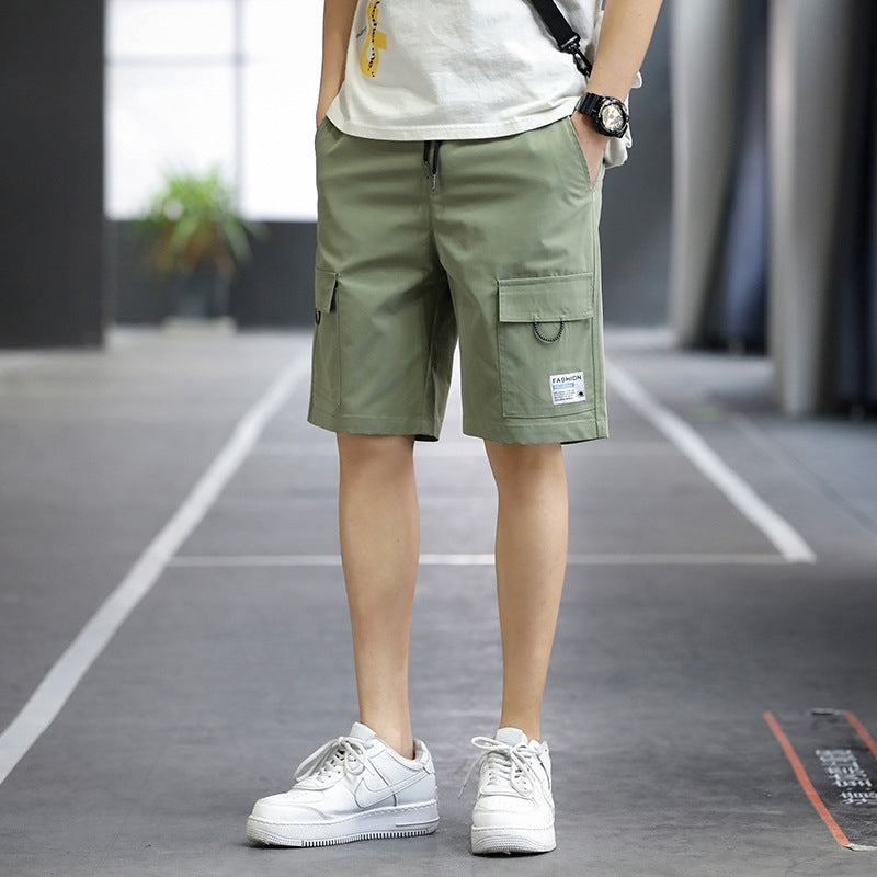 Summer thin Work Shorts fashion brand loose straight tube solid color youth casual men&#039;s pants
