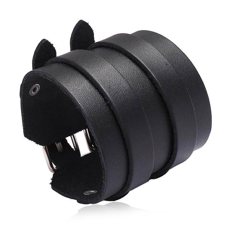 Bangle Jessingshow Black Genuine Leather Bracelets Men Women Fashion Vintage Wide Bangles Punk Style Soft Cool Jewellery Gift