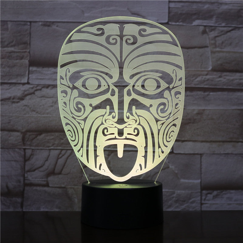 Acrylic Room Night Light 3D LED Touch Sensor Table Desk Mask Nightlight Halloween Holiday Home Party Decor Kids Friends Gift