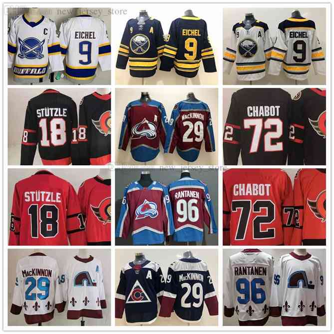 96 2021 Reverse Retro Ice Hockey 9 Jack Eichel Jersey Stitched 18 Tim Stutzle 72 Thomas Chabot 29 Nathan MacKinnon 96 Mikko Rantanen Jerseys