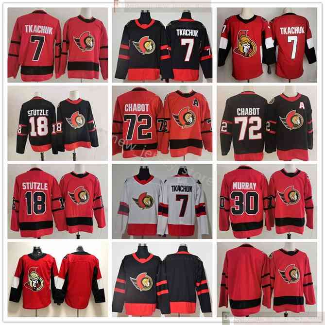 96 2021 2022 Reverse Retro Ottawa Senators 7 Brady Tkachuk 72 Thomas Chabot 30 Matt Murray 18 Tim Stutzle Hockey Jerseys Black Red White