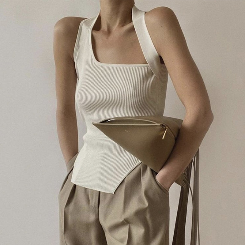 Women&#039;s Tanks & Camis Women Reversible Knitted Tank Tops Asymmetrical Stretch Casual 2021 1IUN