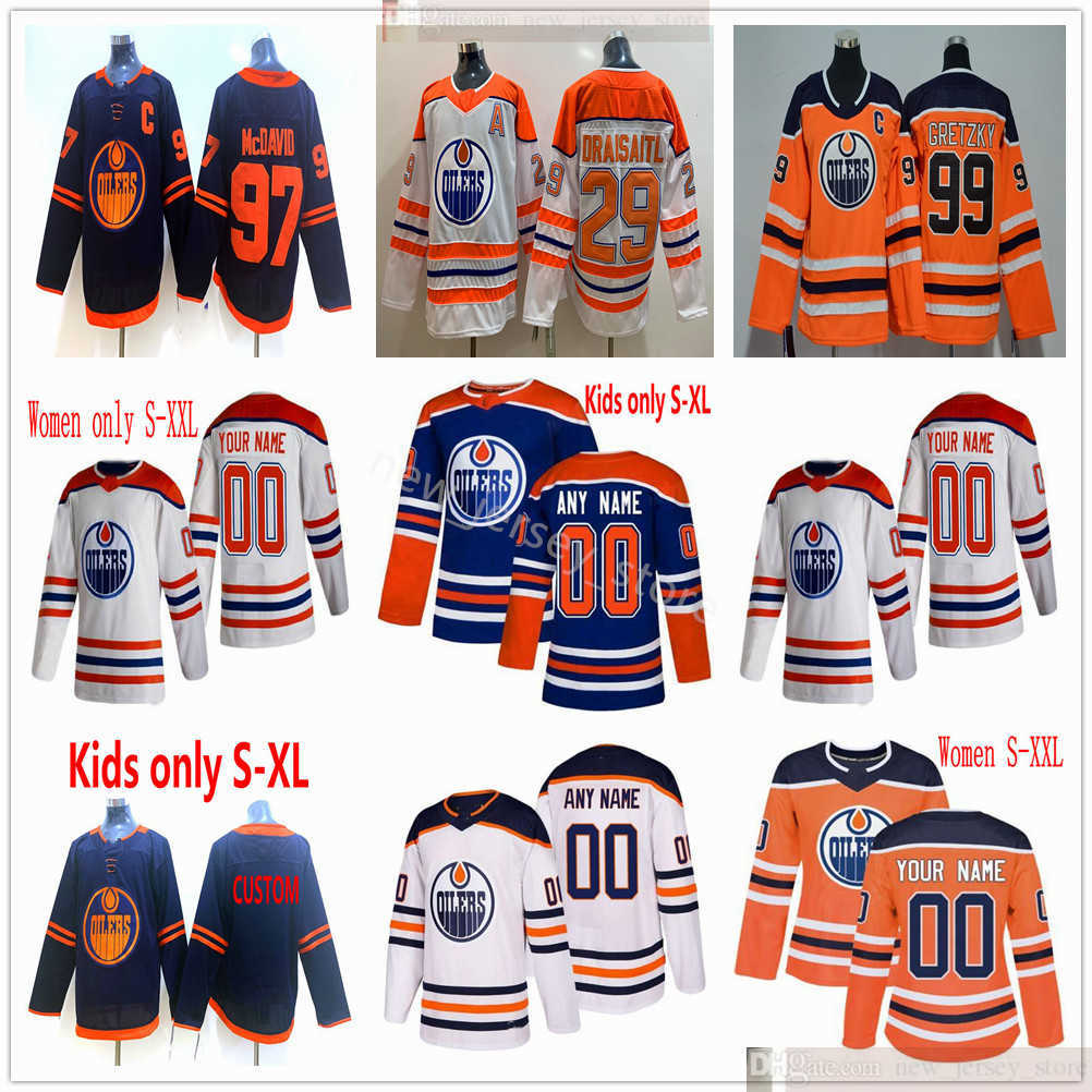 Custom 2021 Reverse Retro Men Woman Kids Youth Hockey Edmonton Oilers Patrick Russell Slater Koekkoek Tyler Ennis Tyson Barrie Zack Kassian