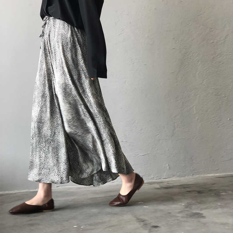 Skirts Leopard Print Silk Women 2021 Spring Summer Korean Fashion Gothic Satin High Waist Mid Long A-Line 9H0Y