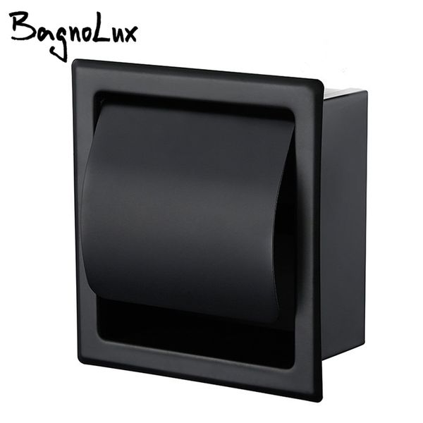 Paper Holders Modern Wall Mount Matte Black 304 Stainless Steel Bathroom Toilet Holder WC Roll Tissue Box 2248MB 210720