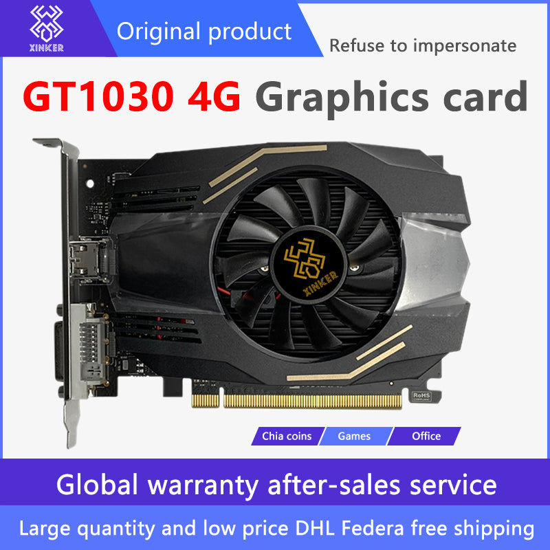 GTX1030 4G DDR4 Full-new large-capacity unique gaming graphics card PUBG chicken office desktop audio and video independentChia coin bright card, ga