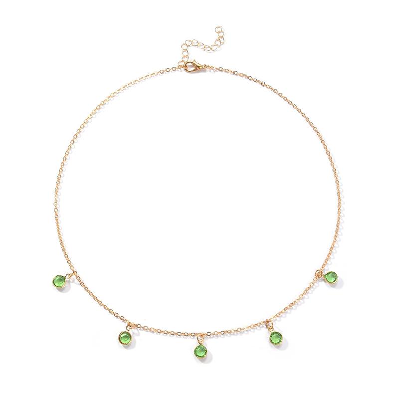 Pendant Necklaces Charming Rose Gold Crystal Zircon Choker Necklace Simple 3-Color Geometric Clavicle Chain Women&#039;s Wedding Party Jewelry