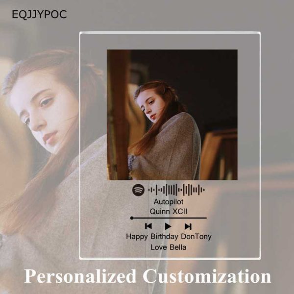 Custom Po Frame Personalized Acrylic Spotify Code Album Cover Gifts for Lover Friends Family Birthdays Valentines 210611