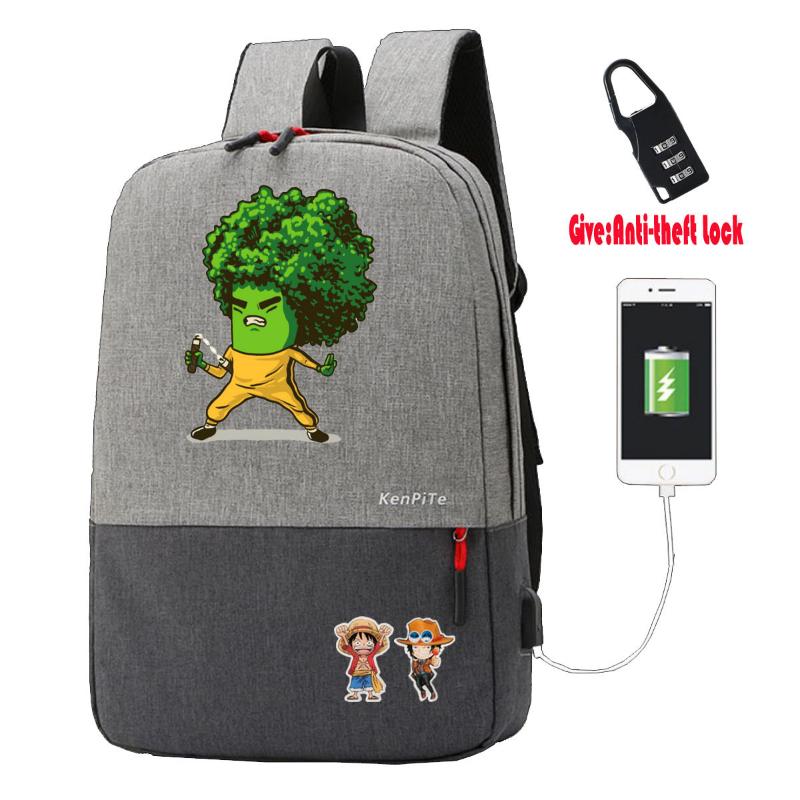 Backpack Chinese Kungfu Star Cartoon Anti-theft USB Charging Men Women Travel Shoulder Bag Laptop Packsack School Bookbag