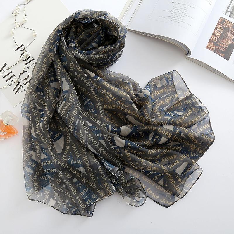 Scarves Large Size 180*140cm Luxury Digital Black Letter Print Stole Female Summer Slik Scarf Women Poncho Wraps Bandana W1106