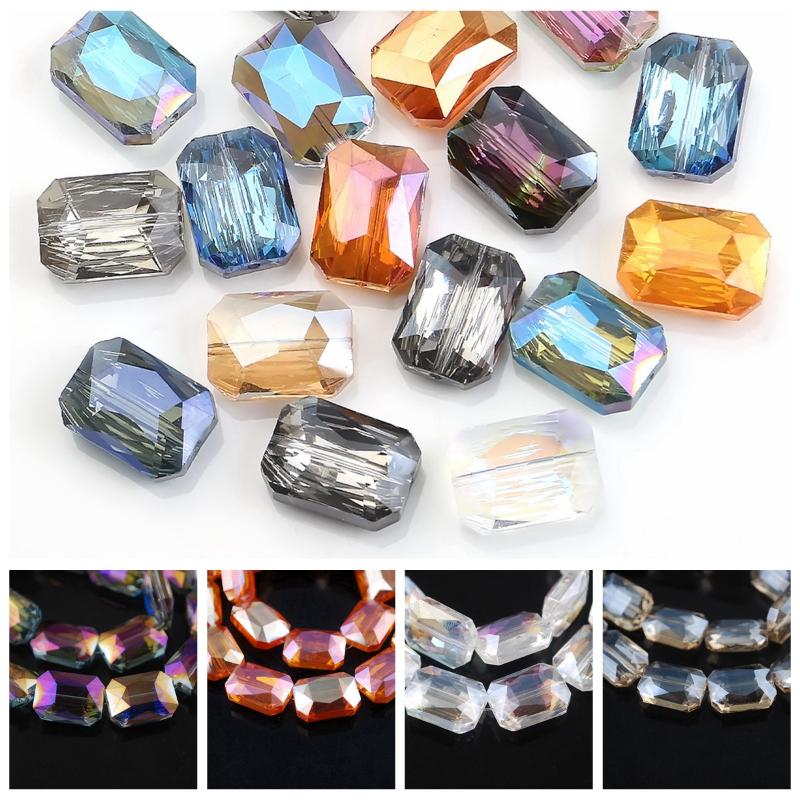 Other Rectangle Faceted 12x9mm 14x10mm 18x13mm Crystal Glass Prism Loose Crafts Beads For Jewelry Making DIY Curtains