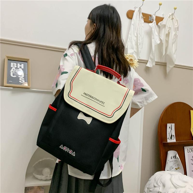School Bags 2021 Preppy Style Backpacks Luxury Patchwork Cute Kawaii Student Oxford Women College Female Book Laptop For Teenage Girls