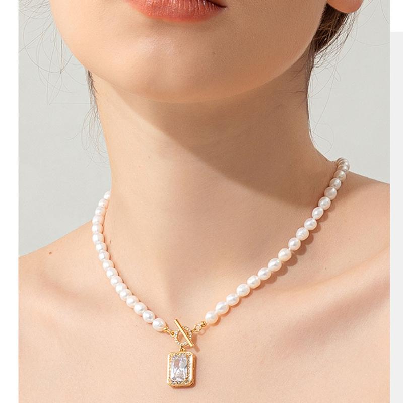 Chokers 1PC Light Luxury Natural Freshwater Pearl Choker Baroque Necklace Jewelry For Women Wedding 925 Silver