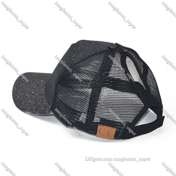 2021 Fashion Sequin Fluorescent Baseball Cap Rear Opening Ponytail Baseball-cap Glitter Mesh Caps commute