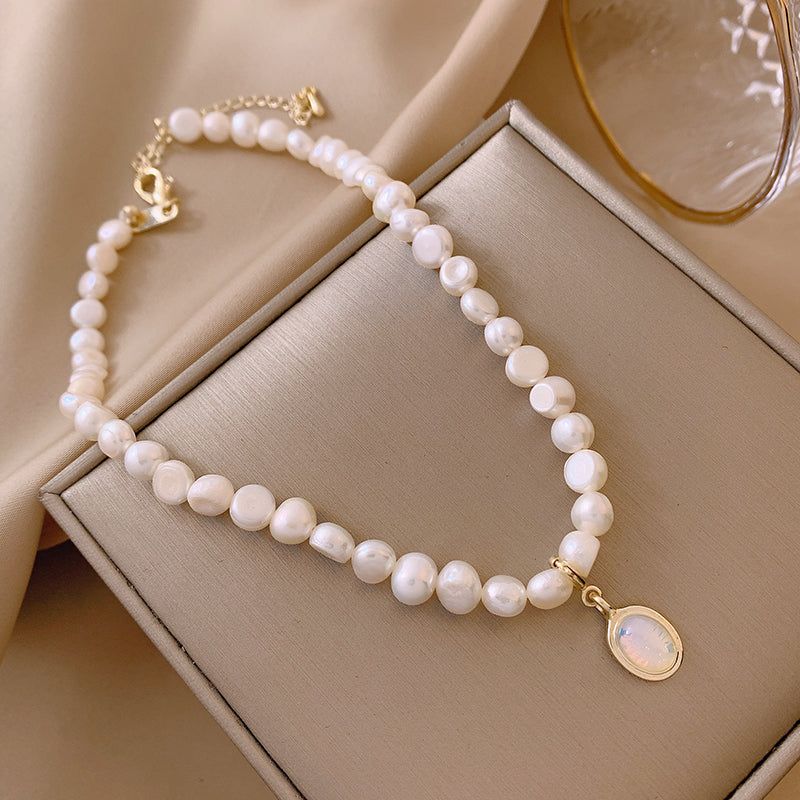Xianlan177 Pearl Necklace Female Small Grain Of Opal In 2021 The New Neck Chain Temperament Design Feeling Small Dust Collarbone C