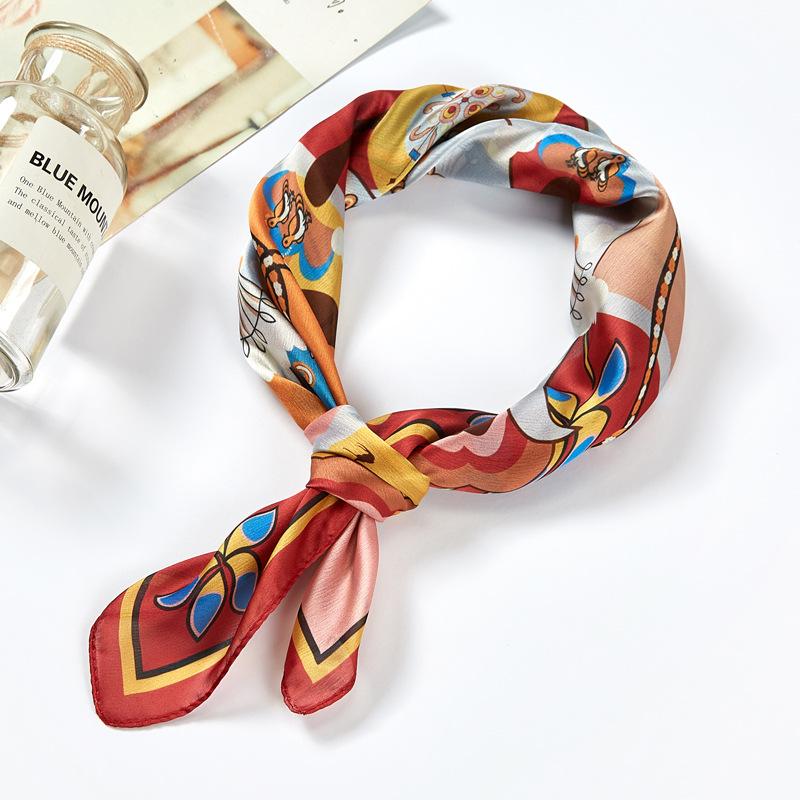 Scarves Spring And Summer Bandana Print Small Square Scarf Women&#039;s Silk 53*53cm
