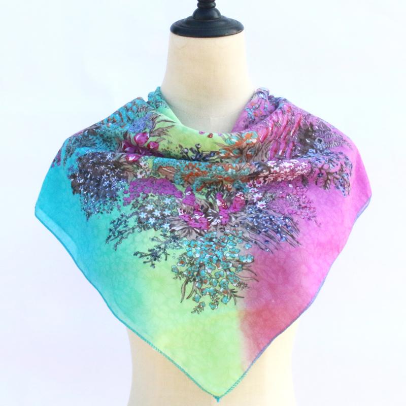 Scarves Luxury Besigner Fashion Style Russian Ethnic Pattern Gradient Printed Women Cotton Small Scarf Handkerchief Hijab Shawl