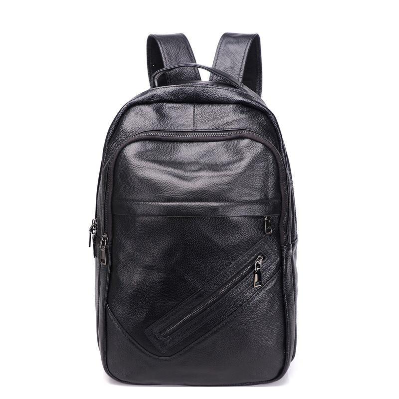 Backpack Fashion Cow Leather Men Backpacks Genuine College Student Large Capacity Laptop Bags Travel