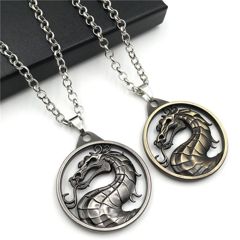 Pendant Necklaces Game Mortal Kombat Necklace Fashion Vintage Charm Men&#039;s Key Chains Logo Choker Alloy Holder Gifts