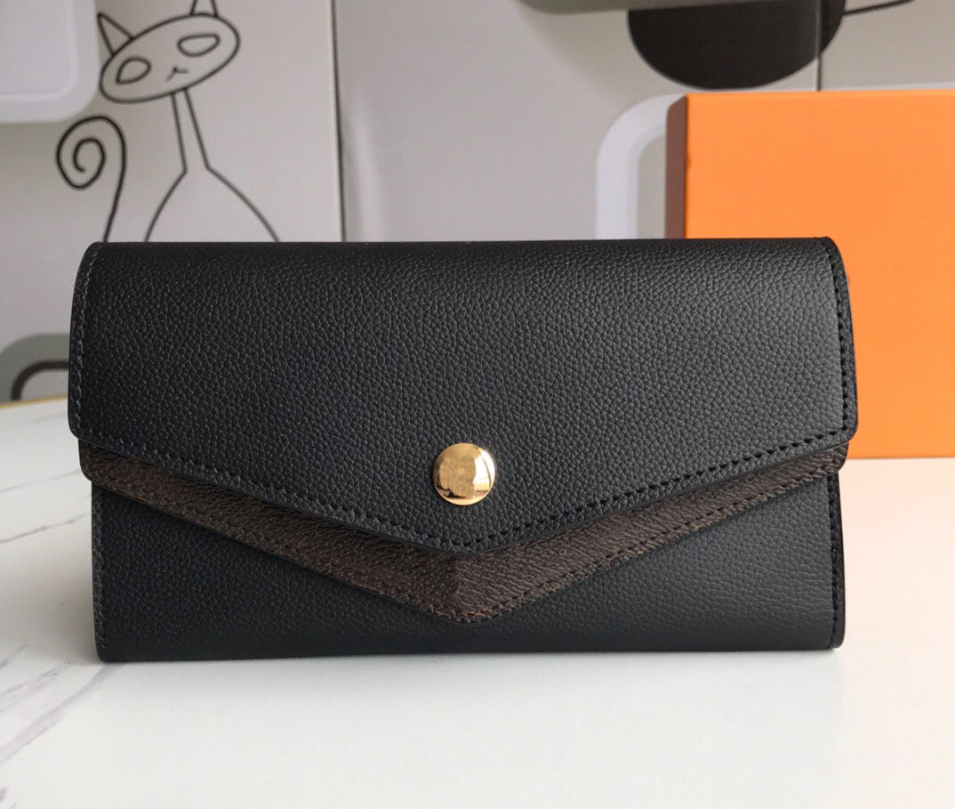 Fashion designer wallets luxury long purses mens womens slim clutch bags Highs quality flower letter Double V coin card holders with original box du