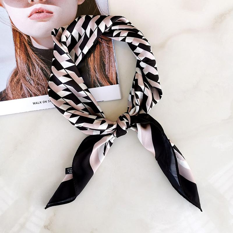 Scarves Scarf Design Sense Printing Line Simulation Silk Female Occupation Collocation Fashion Retro Wild Birthday Gift Accessories