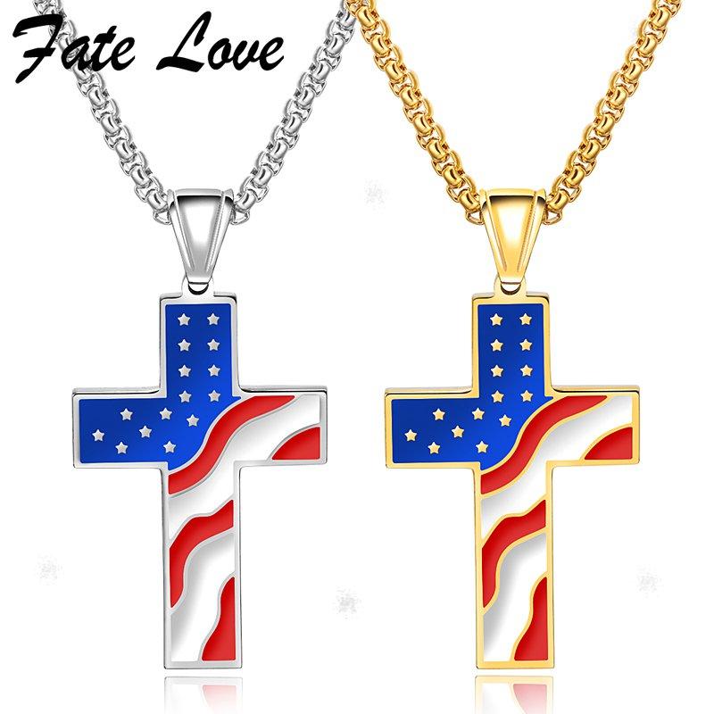 Pendant Necklaces Cross Necklace Men Jewelry Creative National Flag Stainless Steel 2021 Collares Striking Mens Jewellery Colar