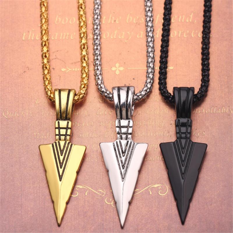 Chokers Men&#039;s Design Matte Black Long Necklace With Arrow Pendant Jewelry Chain Hip Hop Punk Rock Christmas Halloween Gift For Men Wome