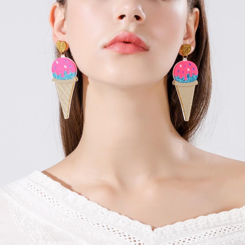 Dangle & Chandelier Arrival Super Lovely Colorful Cream Acrylic Drop Earrings For Female Long Tassel Shining Glitter Powder Heart